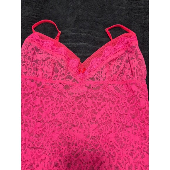 VS Victoria Secret Hit Neon Pink lingerie Nighty see through lace dress vintage - Picture 2 of 5